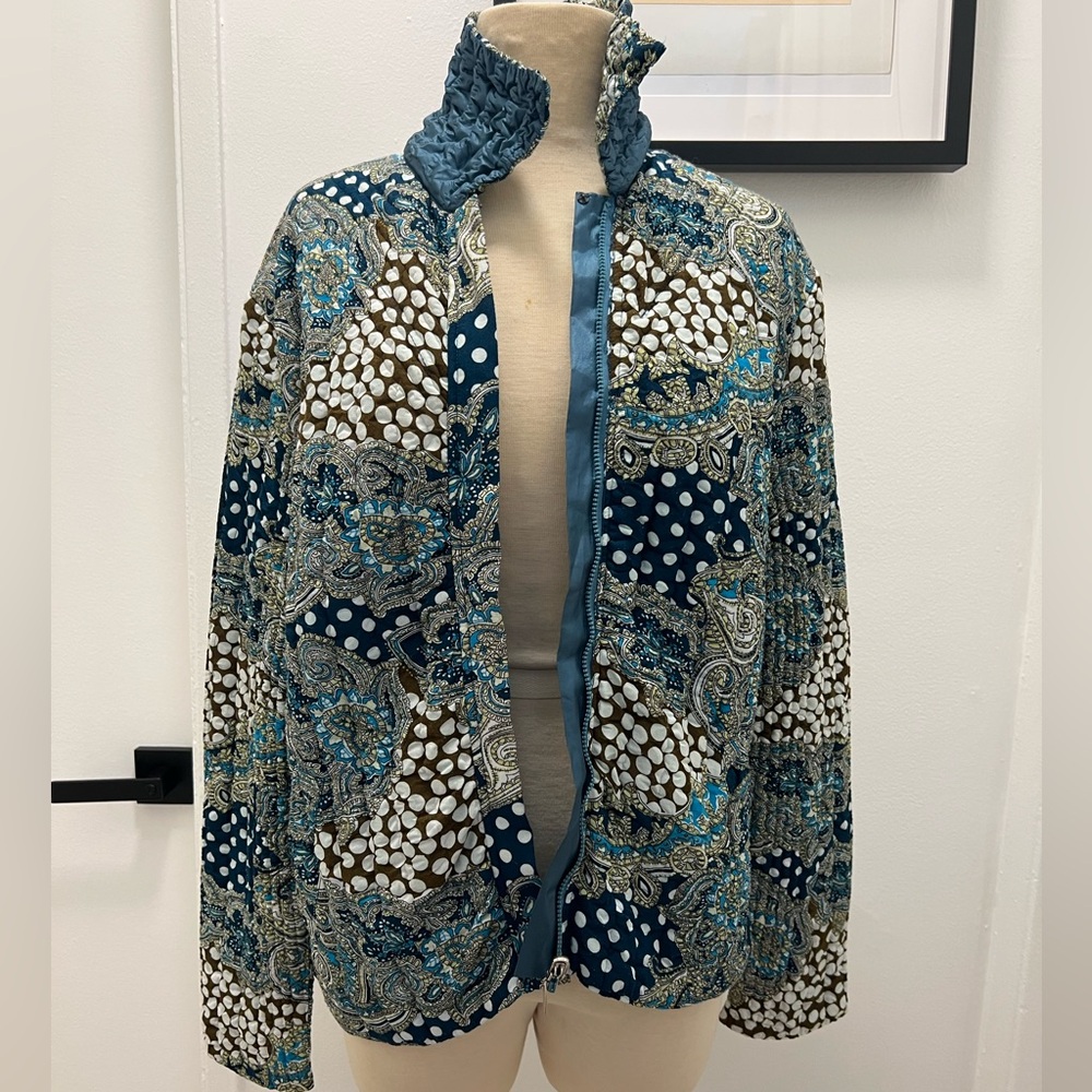 UbU Teal Travel Crinkle Soft Reversible double-sided Zip Jacket Size L